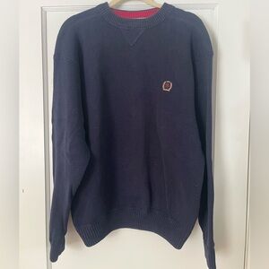VTG TOMMY HILFIGER navy cotton embroidered logo crewneck sweater small unisex